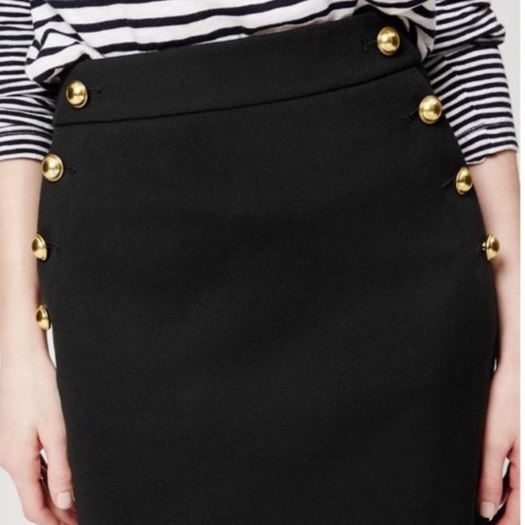 Black Sailor Midi Skirt with Gold Buttons - Picture 2 of 6